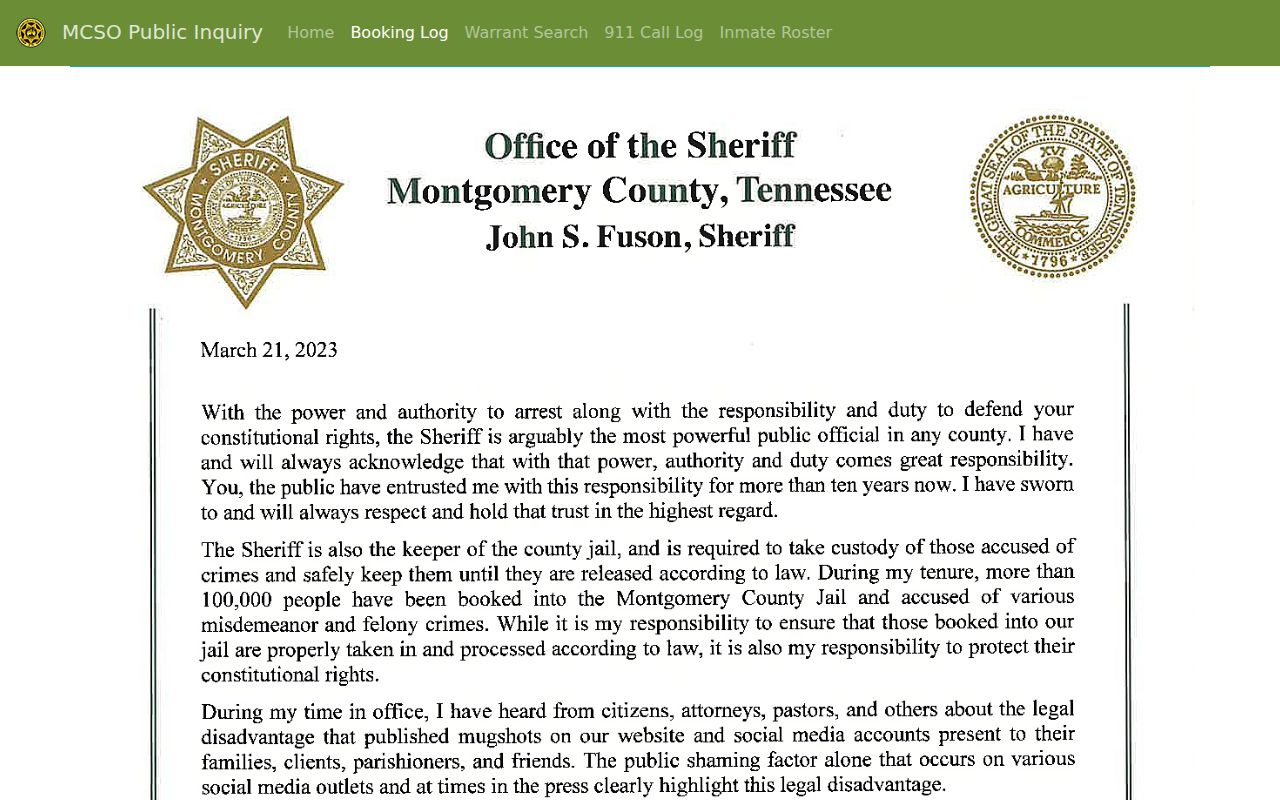 Montgomery County people search sheriff booking inquiry