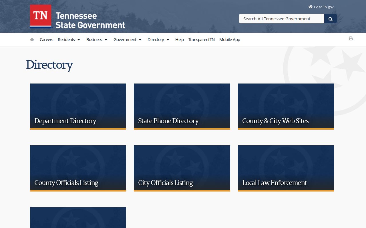 Montgomery County people directories source in the Tennessee government directory