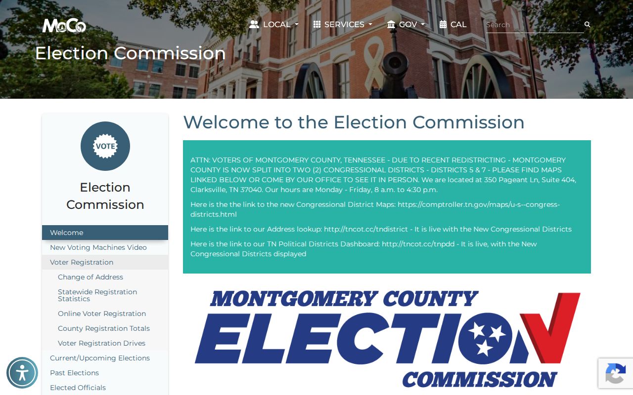 Montgomery County voter records and Election Commission services
